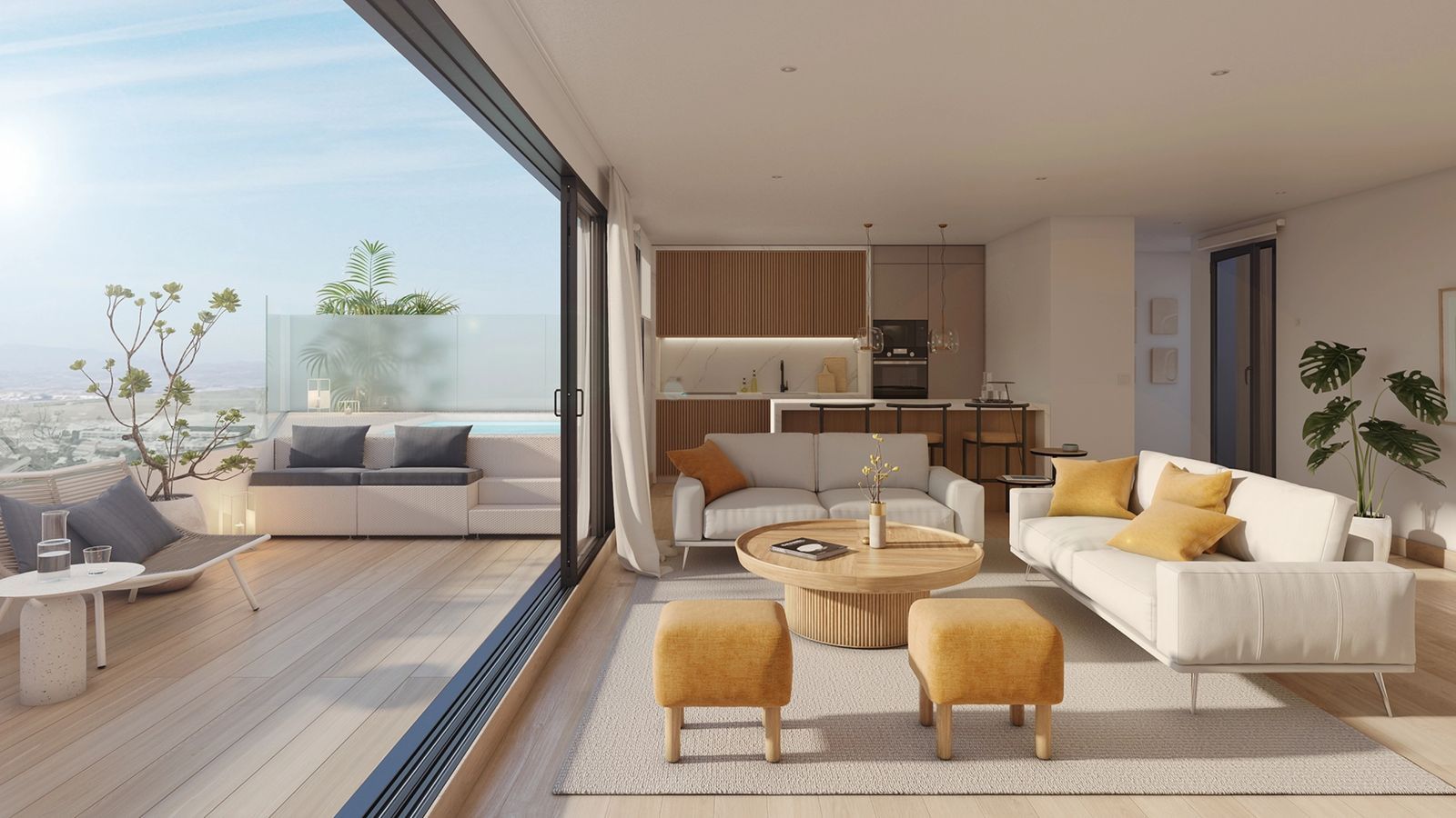 24 modern living room sunrise view